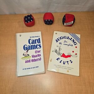 Vintage KLUTZ 1980s Card Games for Sharks and Juggling with Hackey Sacks
